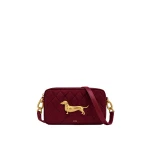 JW PEI Riley Faux Suede Dachshund Quilted Shoulder Bag in Burgundy