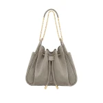 JW PEI Rowan Faux Suede Quilted Chain Bucket Bag in Gray