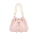 JW PEI Rowan Faux Suede Quilted Chain Bucket Bag in Pink
