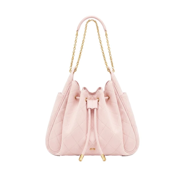 JW PEI Rowan Faux Suede Quilted Chain Bucket Bag in Pink