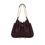 JW PEI Rowan Weaving Ruched Drawstring Chain Bucket Bag in Dark Cherry | Bucket Bags | Luxury Shoes JW PEI Rowan Weaving Ruched Drawstring Chain Bucket Bag in Dark Cherry