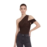 JW PEI Ruched Asymmetric One-Shoulder Top