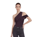 JW PEI Ruched Asymmetric One-Shoulder Top