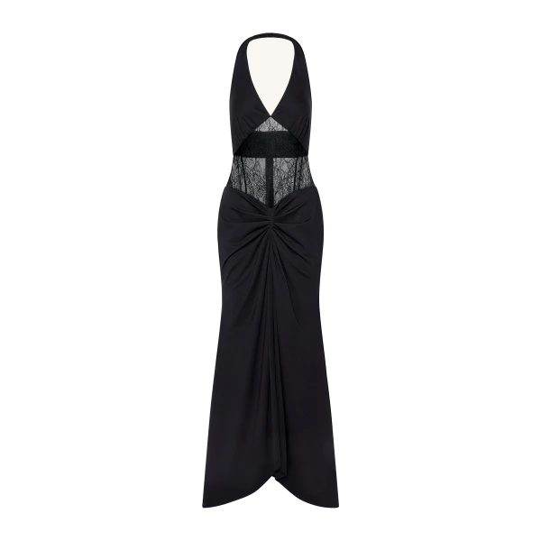 JW PEI Ruched Lace Panel Maxi Dress