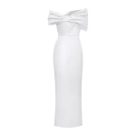 JW PEI Satin Asymmetric Bow Maxi Dress