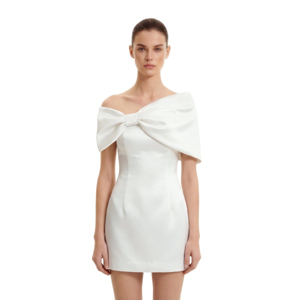 JW PEI Satin Asymmetric Bow Mini Dress