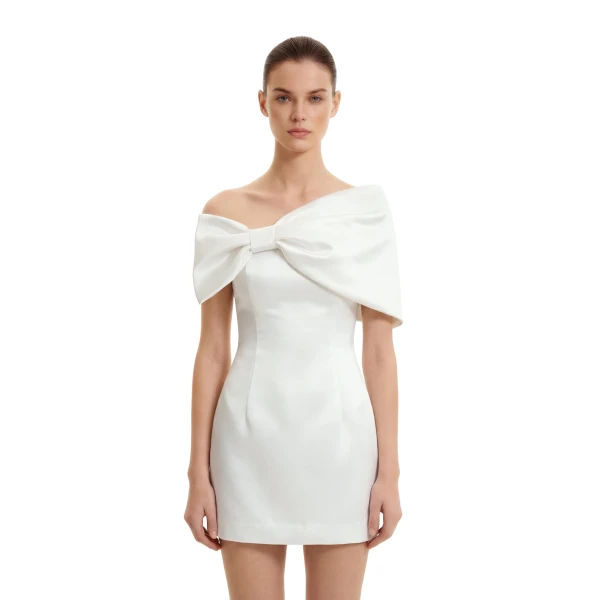 JW PEI Satin Asymmetric Bow Mini Dress