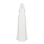 JW PEI Satin Cowl Neck Ruched Maxi Gown