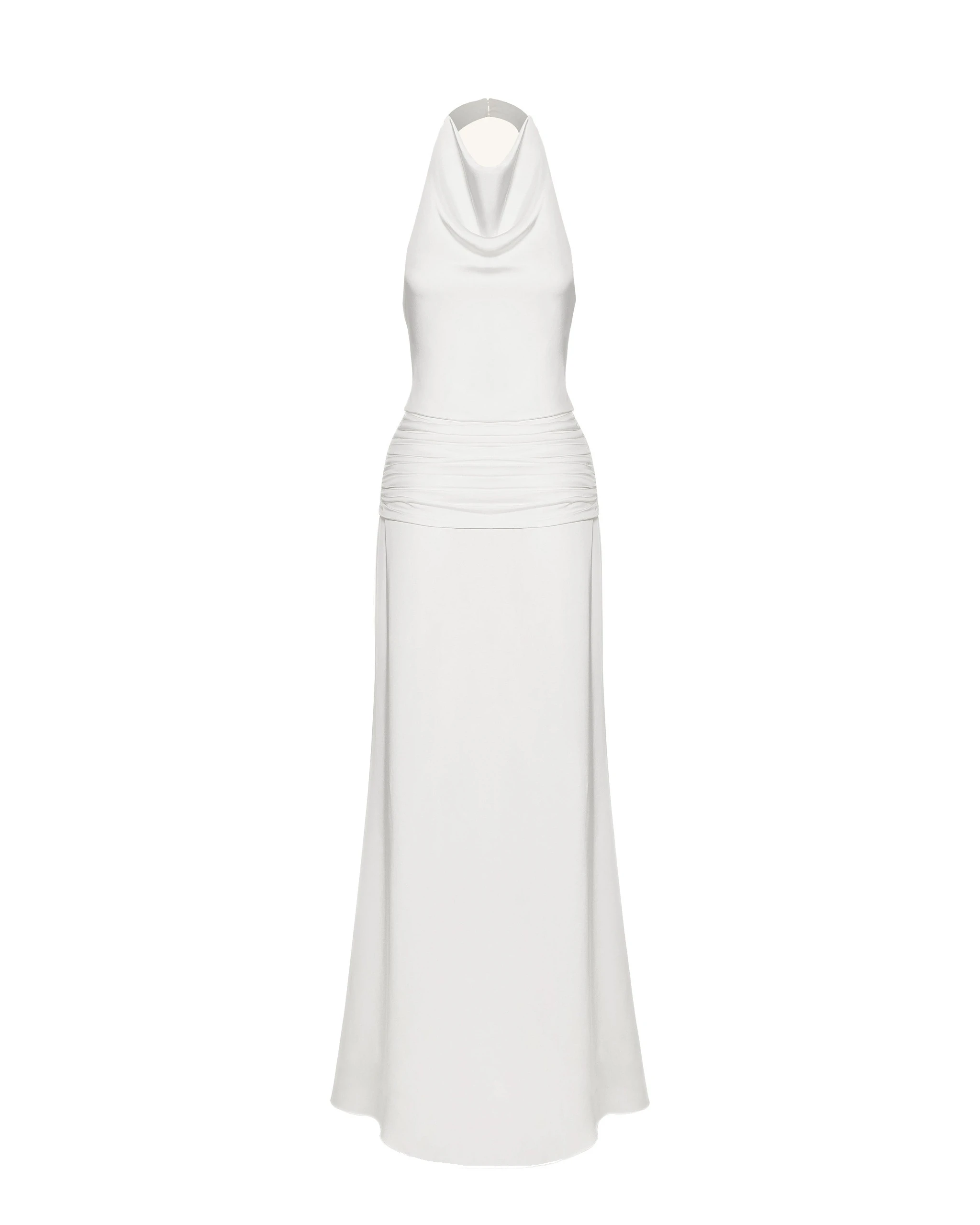 JW PEI gown | Los Angeles Vegan Fashion Dresses | Luxury Shoes JW PEI Satin Cowl Neck Ruched Maxi Gown