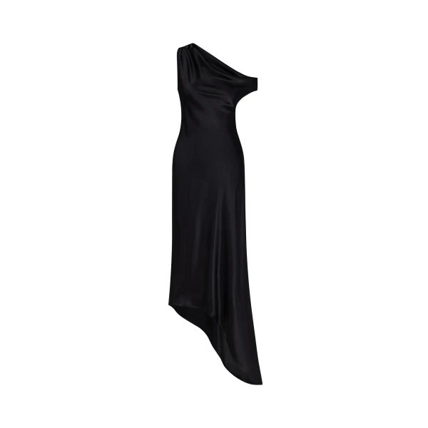 JW PEI Satin Draped One-Shoulder Asymmetric Dress