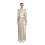 JW PEI Satin-Feel Draped Maxi Skirt