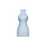 JW PEI Satin Mini Dress with Tulle Cross-Halter