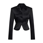 JW PEI Satin Sculpted Waist Cropped Blazer