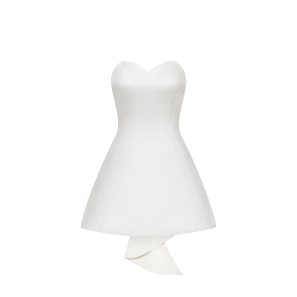 JW PEI Satin Strapless Bow-Back Mini Dress