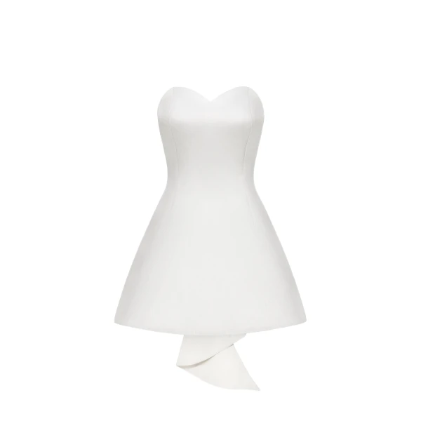 JW PEI Satin Strapless Bow-Back Mini Dress