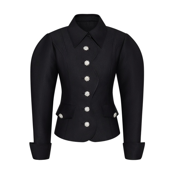 JW PEI Scalloped Placket Leg of Mutton Blazer
