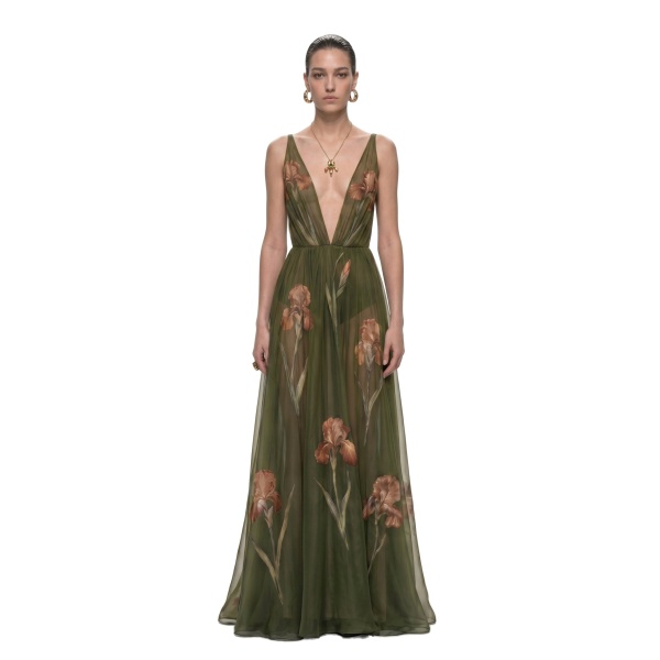 JW PEI Sheer Floral Print Maxi Dress