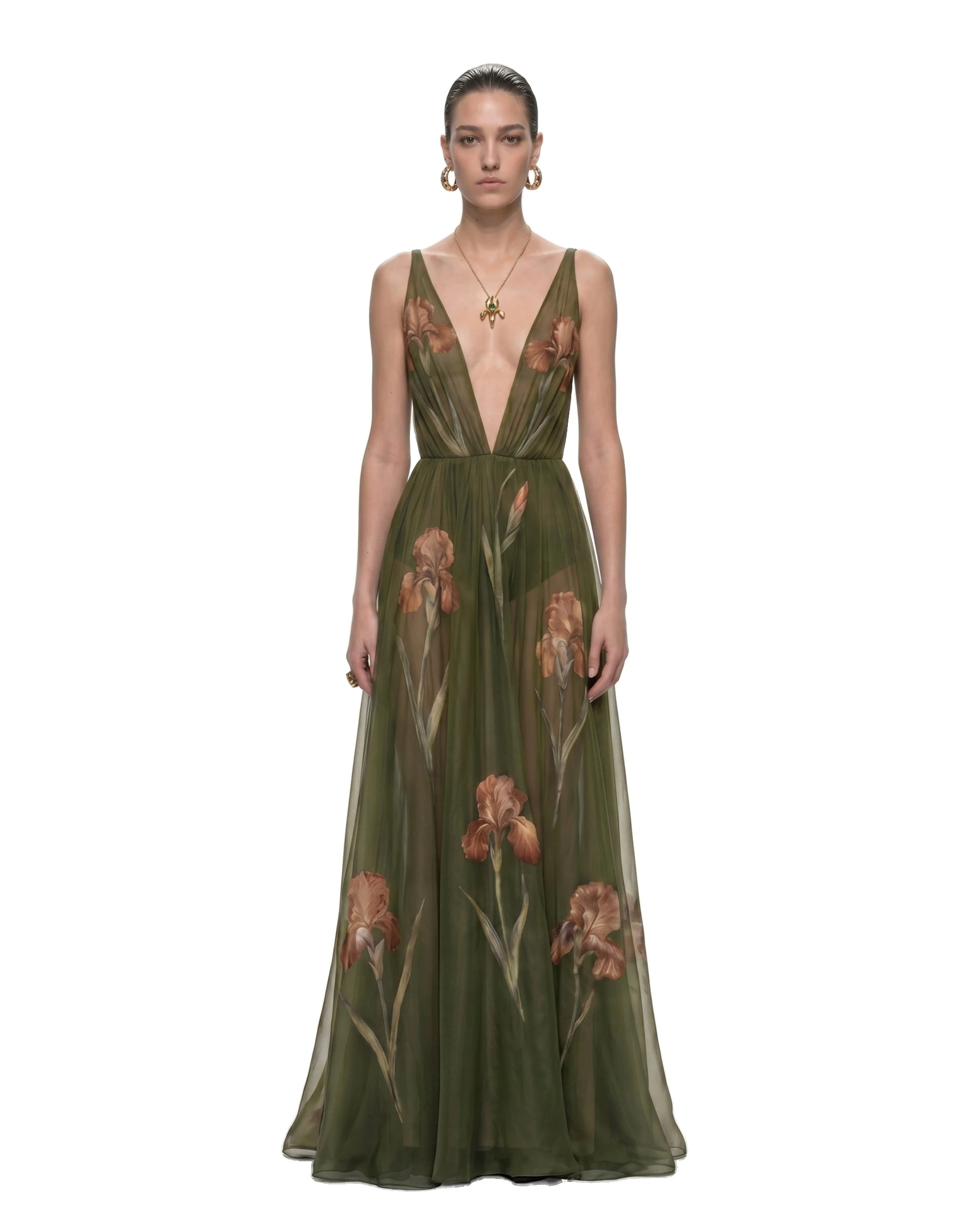 JW PEI maxi dress | Los Angeles Vegan Fashion Dresses | Luxury Shoes JW PEI Sheer Floral Print Maxi Dress