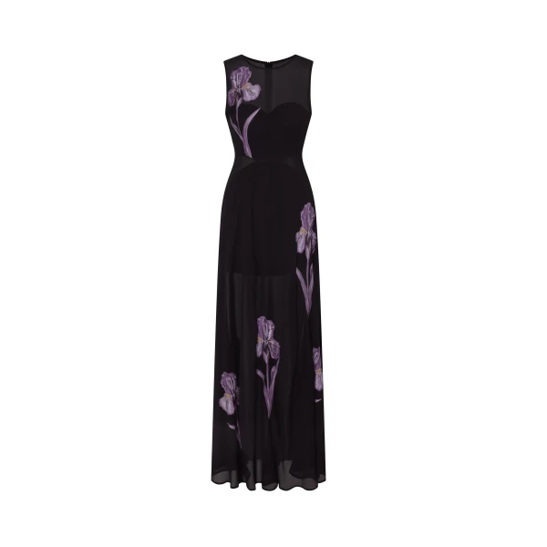 JW PEI Sheer Floral Print Paneled Maxi Dress