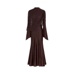 JW PEI Sheer Shawl Ruched Bodycon Maxi Gown