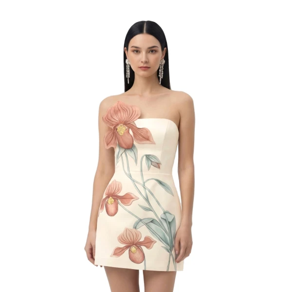 JW PEI Slipper Orchid Appliqué Mini Dress
