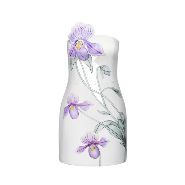 JW PEI Slipper Orchid Appliqué Mini Dress