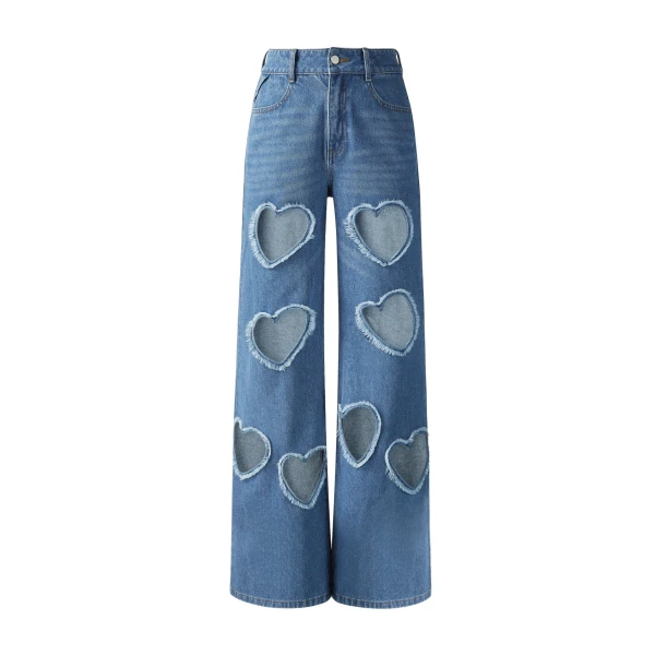 JW PEI Sophia Embellished Heart Cut-Out Denim Jeans