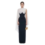 JW PEI Strapless Corset Sheer Cape Top