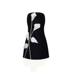 JW PEI Strapless Floral Appliqué Dress