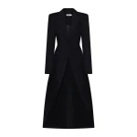 JW PEI Structured Peak-Lapel Cutaway Maxi Blazer