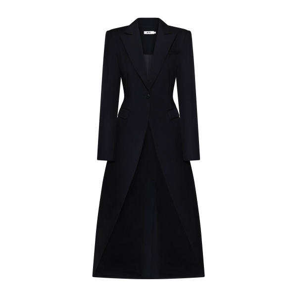JW PEI Structured Peak-Lapel Cutaway Maxi Blazer