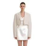 JW PEI Structured Power-Shoulder Cropped Blazer