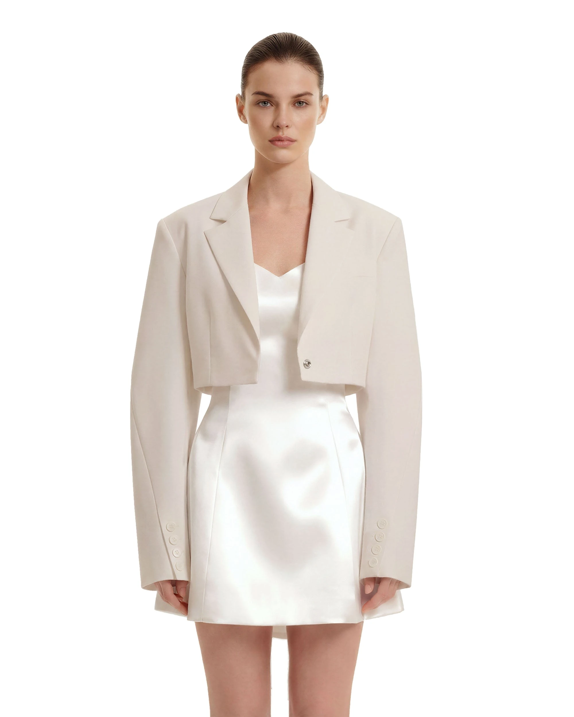 JW PEI blazer | Los Angeles Vegan Fashion Jackets | Luxury Shoes JW PEI Structured Power-Shoulder Cropped Blazer