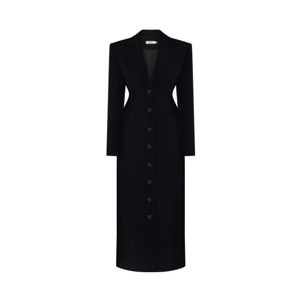 JW PEI Structured Shoulder Fitted Lapel Maxi Coat