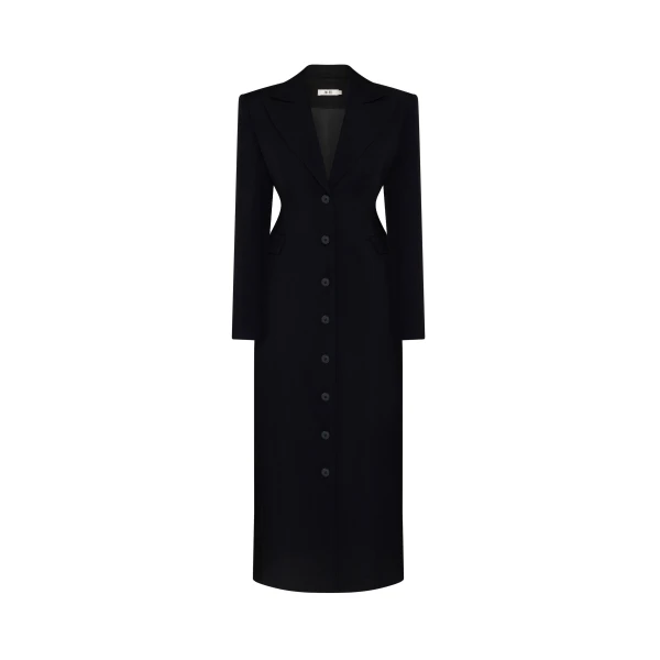 JW PEI Structured Shoulder Fitted Lapel Maxi Coat