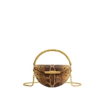 JW PEI Sylvie Snake Print Half-Moon Top Handle Bag in Yellowish Brown