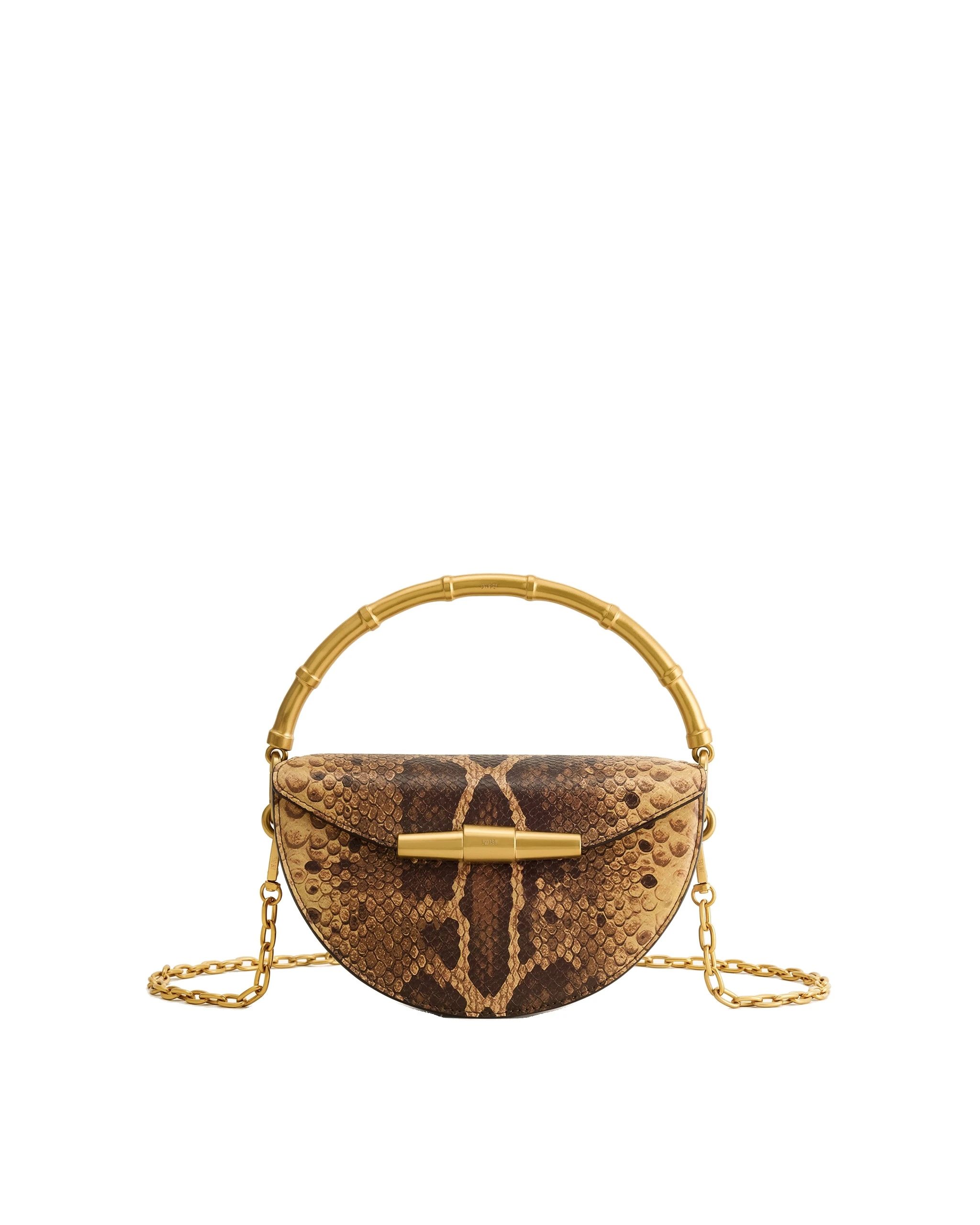 JW PEI Sylvie Snake Print Half-Moon Top Handle Bag in Yellowish Brown | Shoulder & Crossbody Bags | Luxury Shoes JW PEI Sylvie Snake Print Half-Moon Top Handle Bag in Yellowish Brown