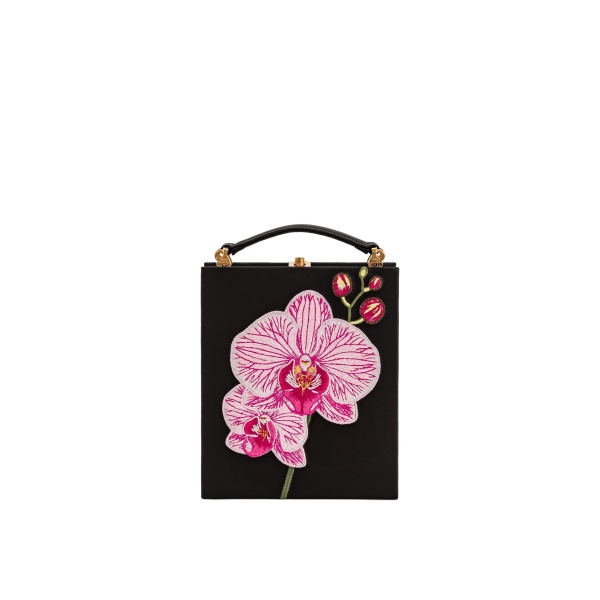 JW PEI Taya Orchid Motif Book Shape Clutch Bag in Black