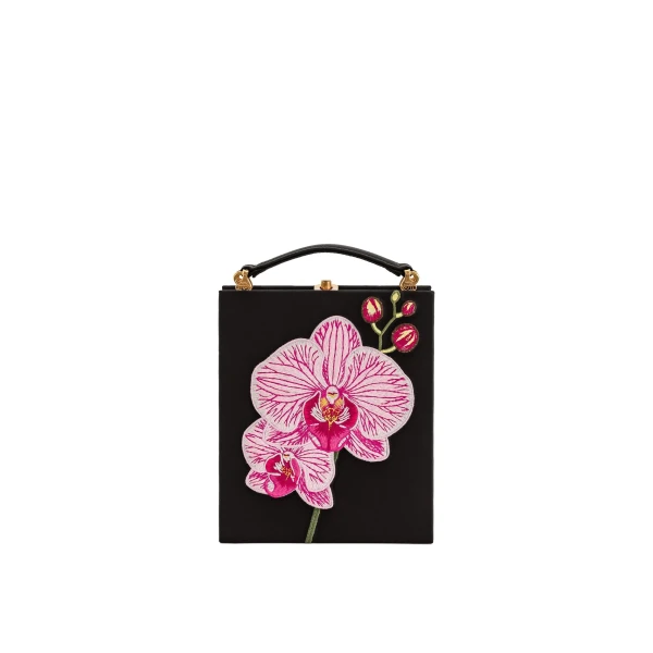 JW PEI Taya Orchid Motif Book Shape Clutch Bag in Black