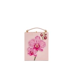 JW PEI Taya Orchid Motif Book Shape Clutch Bag in Pink