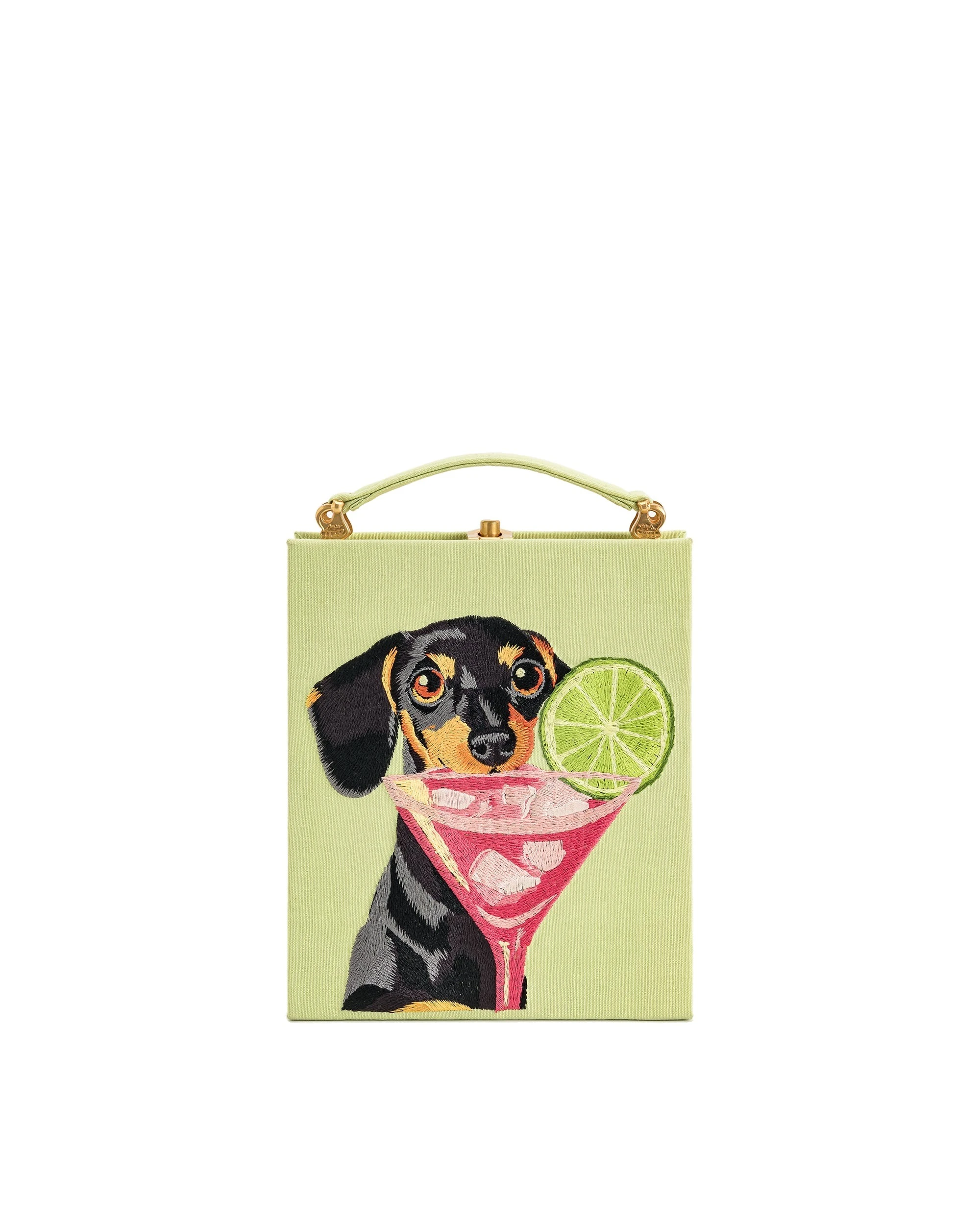 JW PEI Taya-Puppy Pattern Book Shape Clutch Bag in Light Green | Clutch Bags | Luxury Shoes JW PEI Taya-Puppy Pattern Book Shape Clutch Bag in Light Green