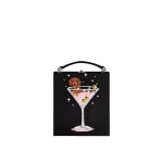JW PEI Taya Wine Glass Puppy Pattern Book Shape Clutch Bag in Black | Clutch Bags | Luxury Shoes JW PEI Taya Wine Glass Puppy Pattern Book Shape Clutch Bag in Black