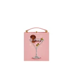 JW PEI Taya Wine Glass Puppy Pattern Book Shape Clutch Bag in Pink | Clutch Bags | Luxury Shoes JW PEI Taya Wine Glass Puppy Pattern Book Shape Clutch Bag in Pink