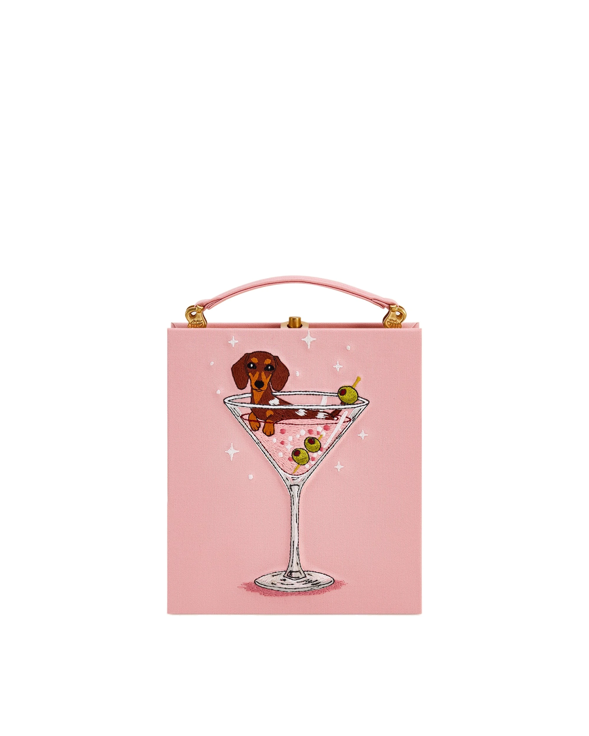 JW PEI Taya Wine Glass Puppy Pattern Book Shape Clutch Bag in Pink | Clutch Bags | Luxury Shoes JW PEI Taya Wine Glass Puppy Pattern Book Shape Clutch Bag in Pink