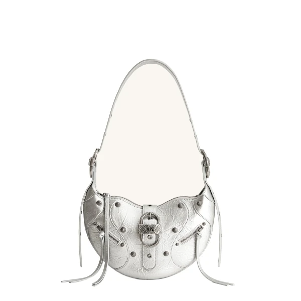 JW PEI Tessa Metallic Pleating Shoulder Bag in Silver