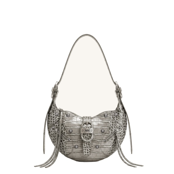 JW PEI Tessa Studded Shoulder Bag in Cement Grey Croc