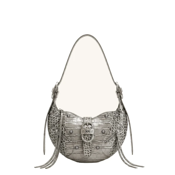 JW PEI Tessa Studded Shoulder Bag in Cement Grey Croc
