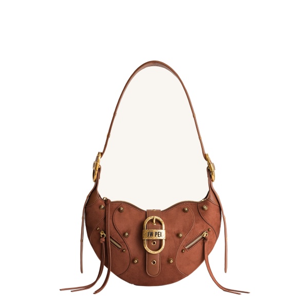 JW PEI Tessa Suede Shoulder Bag in Dark Birch Brown