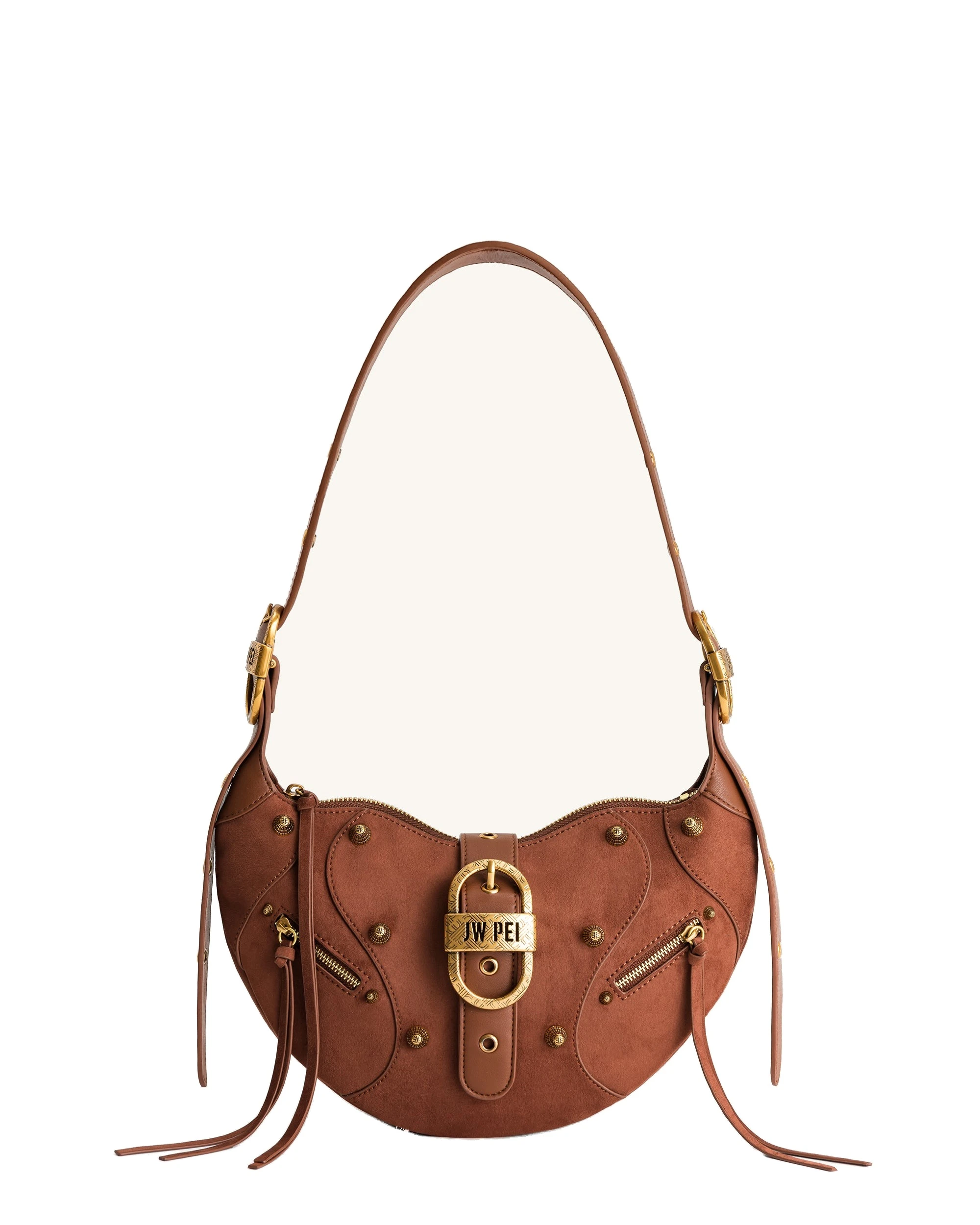 JW PEI Tessa Suede Shoulder Bag in Dark Birch Brown | Shoulder & Crossbody Bags | Luxury Shoes JW PEI Tessa Suede Shoulder Bag in Dark Birch Brown