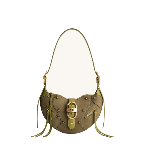 JW PEI Tessa Suede Shoulder Bag in Dark Olive